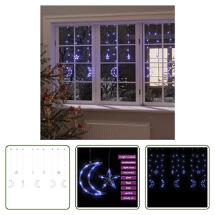 Lampki choinkowe The Living Store gwiazda i księżyc zdalnie sterowane 138 LED niebieskie - Oświetlenie świąteczne - miniaturka - grafika 1