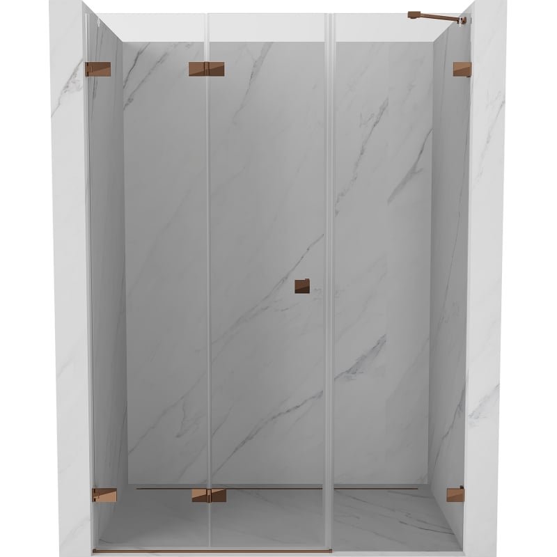 Mexen Lunar-F drzwi prysznicowe składane lewe 130 cm, transparent, różowe złoto - 836S-130-050-60-00-L