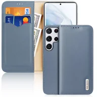 Etui i futerały do telefonów - Dux Ducis Hivo skórzane etui z klapką pokrowiec ze skóry naturalnej portfel na karty i dokumenty Samsung Galaxy S22 Ultra niebieski - miniaturka - grafika 1