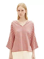 Bluzy damskie - TOM TAILOR Damska bluza z kapturem w paski, 33801 - różowy melanż w paski, XL - miniaturka - grafika 1