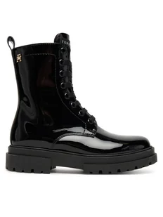 Tommy Hilfiger Trapery Lace-Up Bootie T4A5-34025-0775 S Czarny - Buty dla dziewczynek - miniaturka - grafika 1