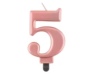 Urodziny dla dorosłych - ŚWIECZKA CYFRA 5 RÓŻOWE ZŁOTO 8cm - miniaturka - grafika 1