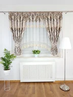 Firany - Firanka dekoracyjna z modnym haftem-jasnobrązowa, firany gotowe - miniaturka - grafika 1