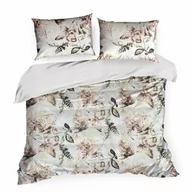 Pościel - Design 91 Pościel z mikrofibry 160x200 Ariana biała beżowa szara liście D91 A - miniaturka - grafika 1