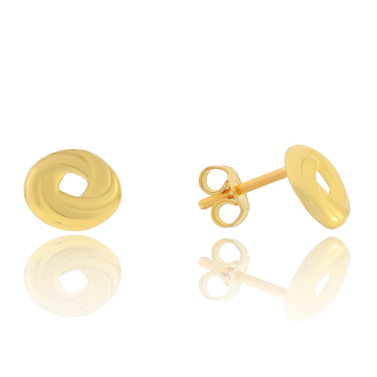 Złote kolczyki sztyfty przeplatane kółka pr. 333