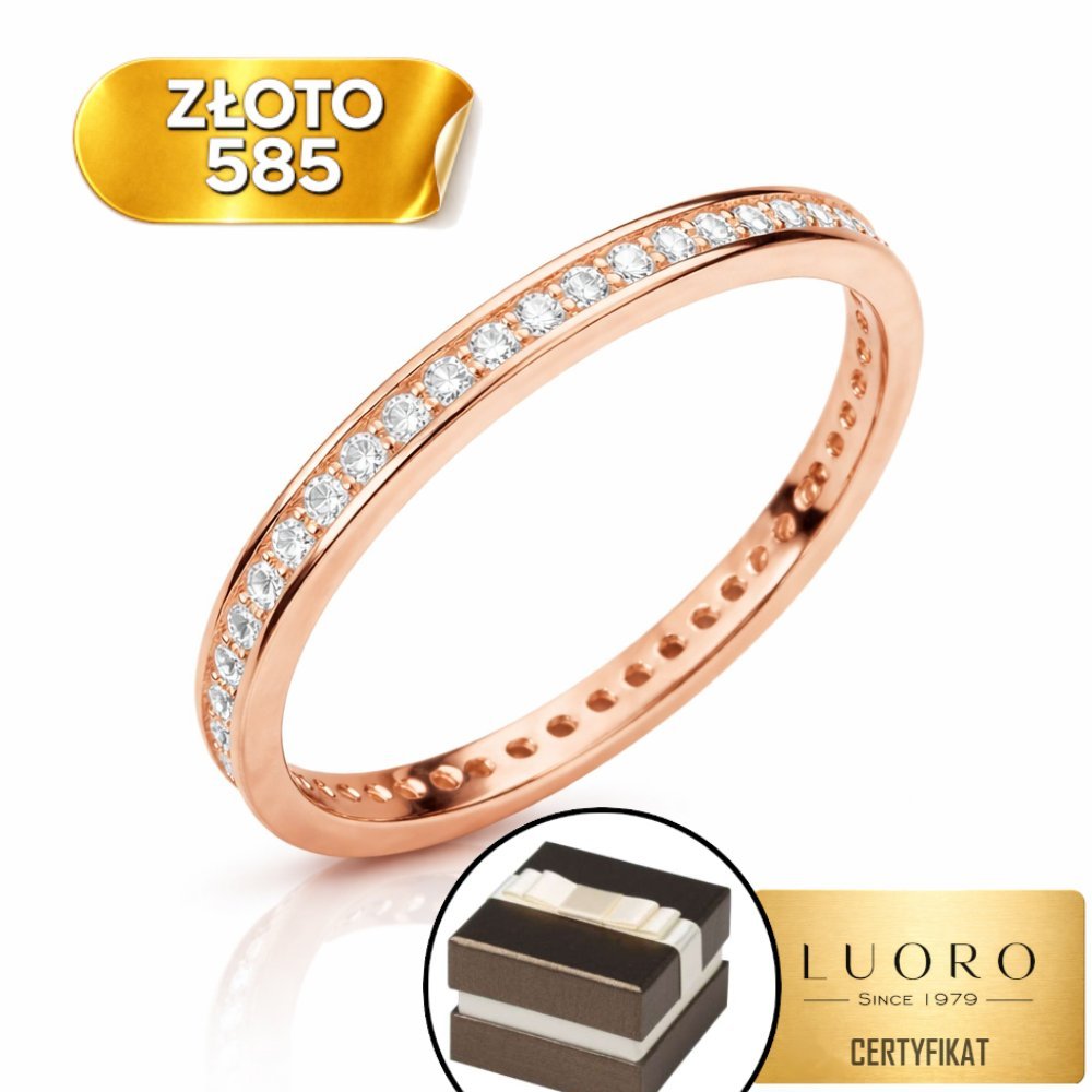 PIERŚCIONEK ZŁOTY 585 14K JEDNORZĘDÓWKA CYRKONIE R15