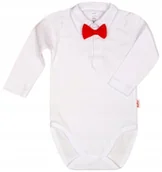 Body dla niemowląt - Body KOŁNIERZYK Polo DŁR BIAŁE MUCHA czerwona r 74 KLEKLE - miniaturka - grafika 1