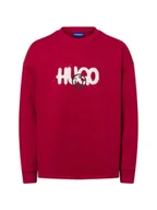 Bluzy męskie - HUGO BLUE Bluza męska - Nimaylong Mężczyźni Bawełna czerwony wzorzysty, S - miniaturka - grafika 1