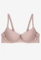 Biustonosze - Jasnofioletowy Biustonosz Miseczka B Push-Up na Regulowanych Ramiączkach Ozdobiony Aplikacją Alerisia - Renee - miniaturka - grafika 1