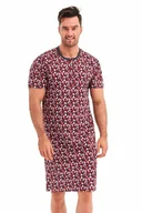 Piżamy męskie - Koszula nocna męska Filip szaro-czerwona L - miniaturka - grafika 1