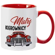 Kubki - Kubek Biało Czerwony MISTRZ KIEROWNICY Na Prezent Do Pracy Zabawne Wzory - miniaturka - grafika 1