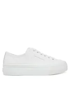Sneakersy damskie - Calvin Klein Jeans Sneakersy Vulc Flatform Low Mg Lth YW0YW01771 Biały - miniaturka - grafika 1