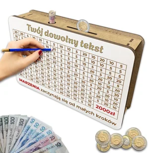Skarbonka wykreślana wyzwanie twój dowolny tekst - Cel 2000 zł - Skarbonki - miniaturka - grafika 1