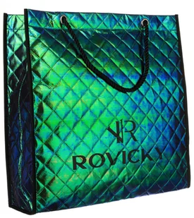 ROVICKY Torba na zakupy duża pojemna pikowana na suwak holograficzna wielokolorowa do ręki lub na ramię - Torby i wózki na zakupy - miniaturka - grafika 1