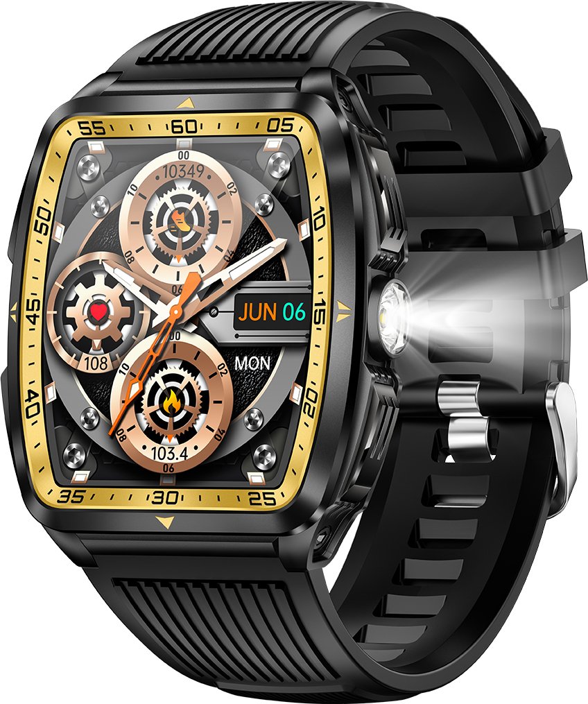 INF Smartwatch z pomiarem tętna, ciśnienia krwi i natlenienia krwi Żółty