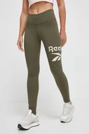 Legginsy - Reebok legginsy damskie kolor zielony z nadrukiem - miniaturka - grafika 1