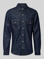 Koszule męskie - Koszula jeansowa o kroju regular fit z mieszanki bawełny w stylu western - miniaturka - grafika 1