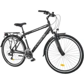 Rowery - Rower trekkingowy INDIANA X-Road 1.0 M19 28 cali męski Czarno-szary - miniaturka - grafika 1