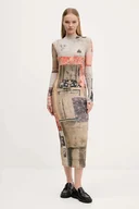 Sukienki - Desigual sukienka LYRA kolor beżowy midi prosta 25WWVK30 - miniaturka - grafika 1