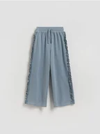 Spodnie i spodenki dla dziewczynek - Reserved - Spodnie dresowe wide leg - granatowy - miniaturka - grafika 1