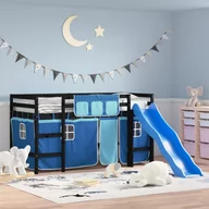 Łóżka dla dzieci i młodzieży - Dziecięce łóżko na antresoli, niebieskie zasłonki, 90x200 cm Lumarko! - miniaturka - grafika 1