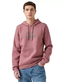 Bluzy męskie - Koton Męska bluza z kapturem z nadrukiem, Różowy (909), M - grafika 1