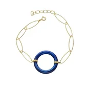 Bransoletki - Bransoletka srebrna pozłacana z tytanowym kołem - miniaturka - grafika 1