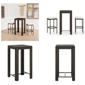 Meble ogrodowe - vidaXL 3-częściowy ogrodowy zestaw barowy z poduszkami z polirattanu brązowy - Zestaw barowy - Zestawy barowe - Stół barowy i stołki barowe - Stół barowy - miniaturka - grafika 1