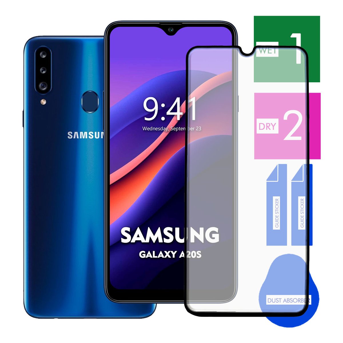 SZKŁO HARTOWANE DO SAMSUNG GALAXY A20S NA TELEFON PEŁNE CAŁY EKRAN 9H 5D