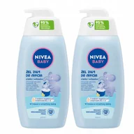 Kosmetyki kąpielowe dla dzieci - ﻿NIVEA BABY 2w1 Żel do mycia kąpieli i szampon z pompką dla dzieci 2x500 ml - miniaturka - grafika 1