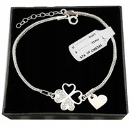 Bransoletki - Srebrna bransoletka koniczynka SERCE kr.Swarovski - miniaturka - grafika 1