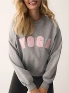 Spodnie damskie - Reserved - Bawełniana bluza z napisem - jasnoszary - miniaturka - grafika 1