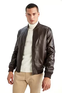 DeFacto Skórzana kurtka do odzieży rekreacyjnej - DeFacto Skórzany płaszcz dla mężczyzn do odzieży wierzchniej (brązowa, M), brązowy - Płaszcze męskie - miniaturka - grafika 1