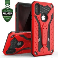 Etui i futerały do telefonów - Zizo Static Cover Pancerne etui iPhone X z podstawką (Red/Black) - miniaturka - grafika 1