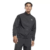 Bluzy męskie - Reebok Męska bluza z kapturem z gotowym treningiem, tkana bluza z kapturem, nocna, czarna, M, Nocna czerń, M - miniaturka - grafika 1