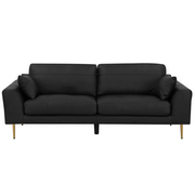 Sofy i kanapy - Beliani 3-osobowa sofa skórzana czarna TORGET - miniaturka - grafika 1