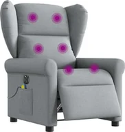 Fotele - vidaXL Rozkładany fotel masujący, elektryczny, jasnoszary, tkanina - miniaturka - grafika 1