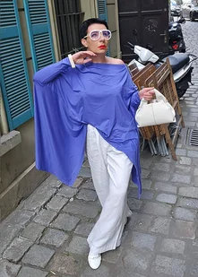 Tunika Bluzka Geometryczna fiolet - Bluzki damskie Tunika Bluzka Geometryczna fiolet - Bluzki damskie - miniaturka - grafika 1