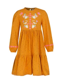 Sukienki i spódniczki dla dziewczynek - Happy girls by Eisend Sukienka w kolorze pomarańczowym ze wzorem - grafika 1