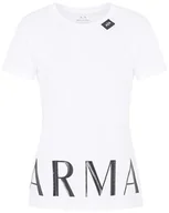 Koszulki i topy damskie - Armani Exchange Damska koszulka bawełniana z dżerseju Shiney Armani Logo Tee, biały, S - miniaturka - grafika 1