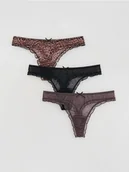 Majtki damskie - Reserved - Majtki typu stringi 3 pack - brązowy - miniaturka - grafika 1