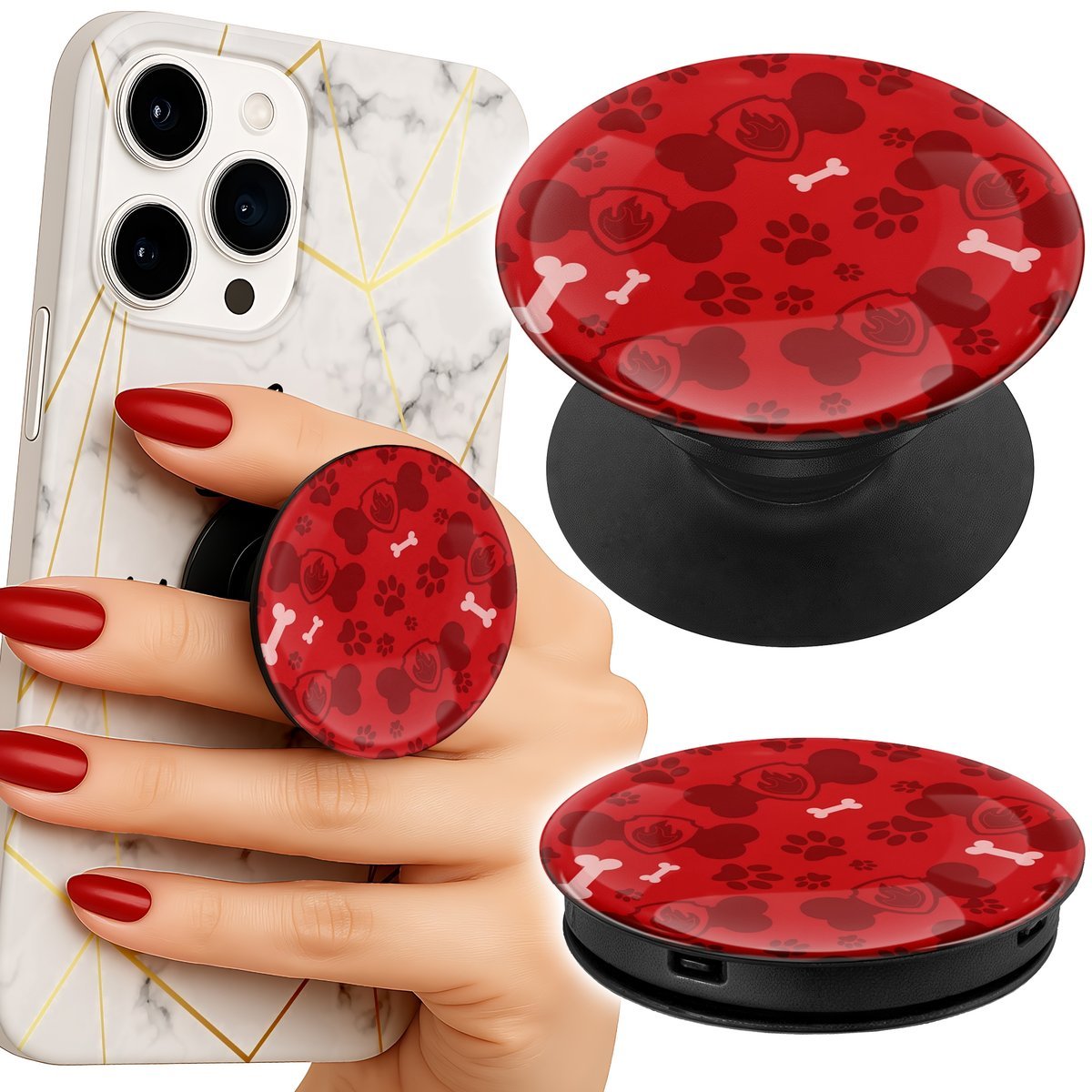 Uchwyt do telefonu Popsocket na palce/stojak ŁAPKI KOŚCI PIES