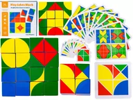 Układanki dla dzieci - Edukacyjna Układanka Dla Dzieci, Kolorowe, DREWNIANE KLOCKI, Karty - miniaturka - grafika 1