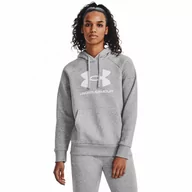 Koszulki sportowe damskie - Damska bluza dresowa nierozpinana z kapturem Under Armour UA Rival Fleece Big Logo Hdy - szara - UNDER ARMOUR - miniaturka - grafika 1
