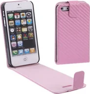 Etui i futerały do telefonów - Etui na telefon komórkowy flip thin carbon look do telefonu komórkowego iPhone SE Pink - miniaturka - grafika 1