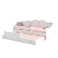 Łóżka dla dzieci i młodzieży - Łóżko podwójne EMMA z szufladą i barierką 160x80 różowy - miniaturka - grafika 1