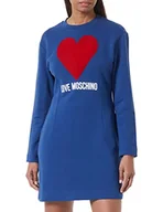Sukienki - Love Moschino Damska sukienka z długimi rękawami z maxi serca, niebieski, 38 - miniaturka - grafika 1