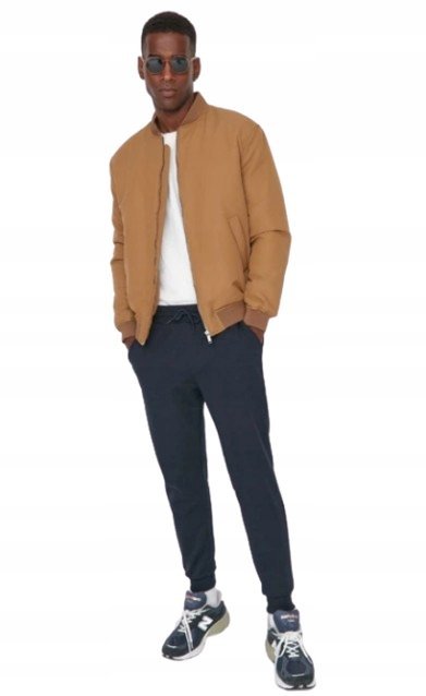 SHEIN GRANATOWE SPODNIE CASUAL ELASTYCZNE NOGAWKI Z PASKIEM XL 5_A