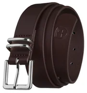 Paski - Brązowy pasek damski PETERSON klasyczny elegancki wąski do spodni sukienki srebrna klamra casual - miniaturka - grafika 1