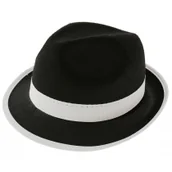 Dodatki do strojów karnawałowych - GoDan Kapelusz "Gangster" czarny z lamówką H-12278 - miniaturka - grafika 1